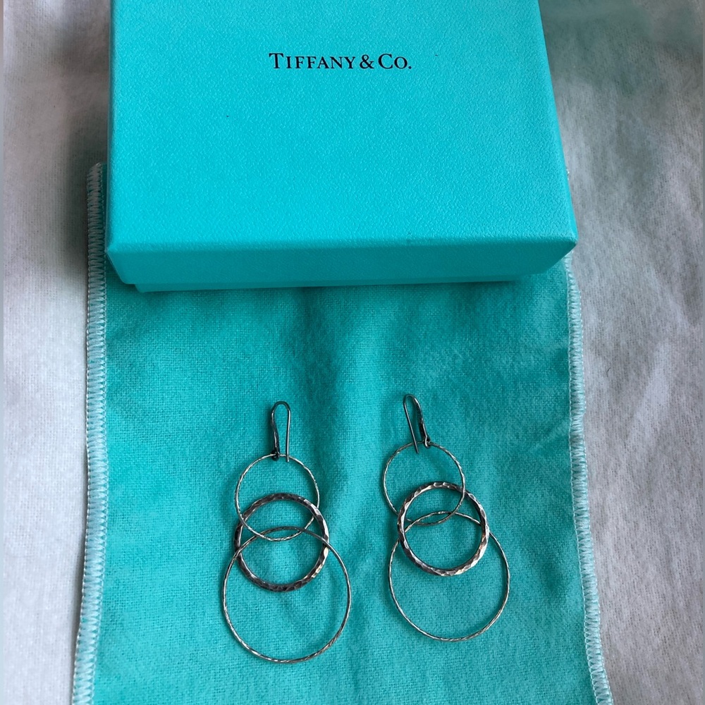 Tiffany & Co. Paloma Picasso Hammered Circle Drop Earrings - Sterling Silver